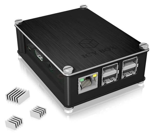 ICY BOX IB-RP102 - Fodral - aluminium - svart - för Raspberry Pi 2 Model B, 2 Model B V1.2, 3 Model B