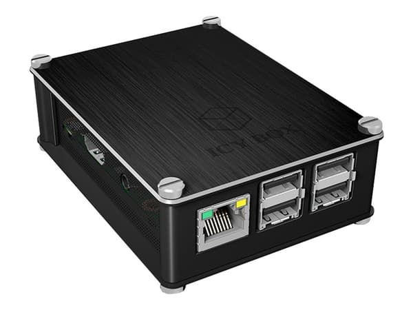 ICY BOX IB-RP102 - Fodral - aluminium - svart - för Raspberry Pi 2 Model B, 2 Model B V1.2, 3 Model B