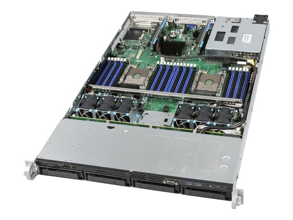 Intel Server System R1304WFTYSR - Server - rackmonterbar 1U - toveis - ingen CPU inntil - RAM 0 GB - SATA - hot-swap 2.5", 3.5" brønn(er) - uten HDD Sort, Sølv