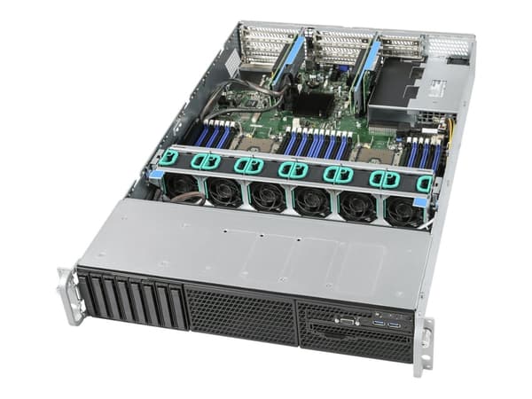 Intel Server System R2208WFQZS - Server - rackmonterbar 2U - toveis - ingen CPU inntil - RAM 0 GB - SATA - hot-swap 2.5" brønn(er) - uten HDD - Gigab Sort, Grå
