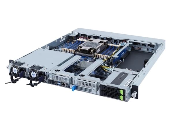 Gigabyte E162-220 (rev. 100) - Server - rackmonterbar - 1U - 1-veis - ingen CPU inntil - RAM 0 GB - SATA - hot-swap 2.5" brønn(er) - uten HDD - AST26