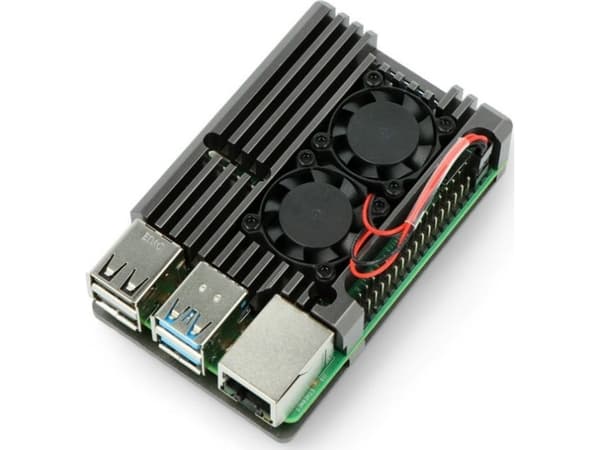 JustPi-deksel med to vifter Raspberry Pi 4B (DNG-16012)
