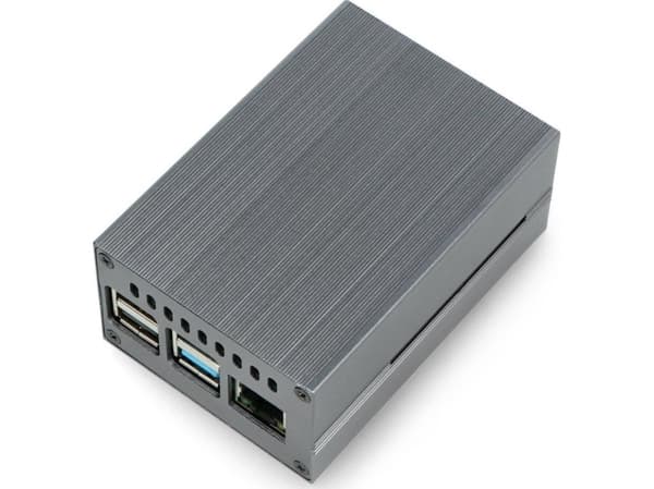 OEM-kotelo Raspberry Pi 4B:lle tuulettimella - alumiini - harmaa