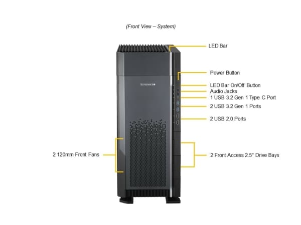 Supermicro SuperWorkstation 551A-T - FT 5U - ingen CPU inntil - RAM 0 GB - uten HDD - ingen grafikk - Gigabit Ethernet, 10 Gigabit Ethernet - uten OS