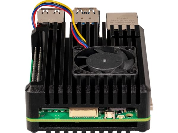 Joy-iT Aluminum case with acitve cooling fan, Case, Raspberry Pi 5, Raspberry Pi, Black, Aluminium, 87 mm