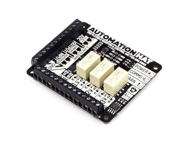 Pimoroni Automation HAT, Overvåkings- og automatiseringskontroller, Raspberry Pi, Raspberry Pi 3/2/B+/A+/Zero/Zero W, Raspberry Pi, Sort, 24 V