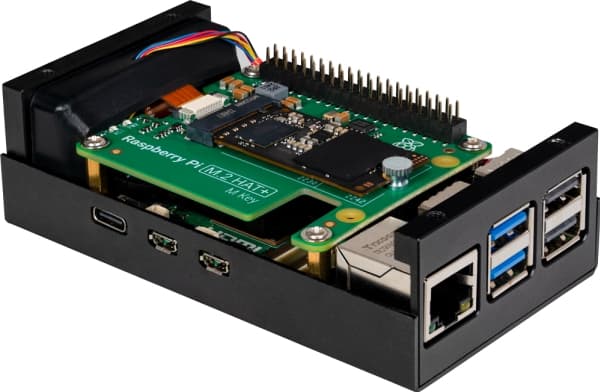 Raspberry Pi RB-ALUCASEP5-M2, Ask, Raspberry Pi, Raspberry Pi, Svart, Gjuten aluminium, 108 mm