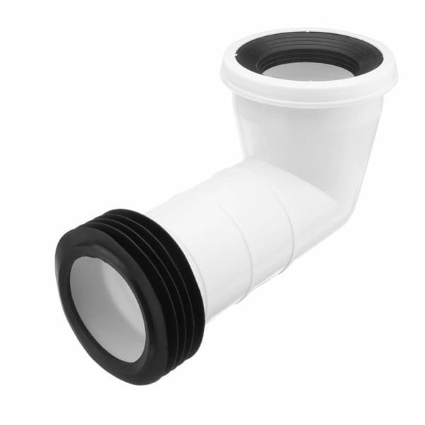 Make WC Pan Connector With 90 Degree Bend White One Size