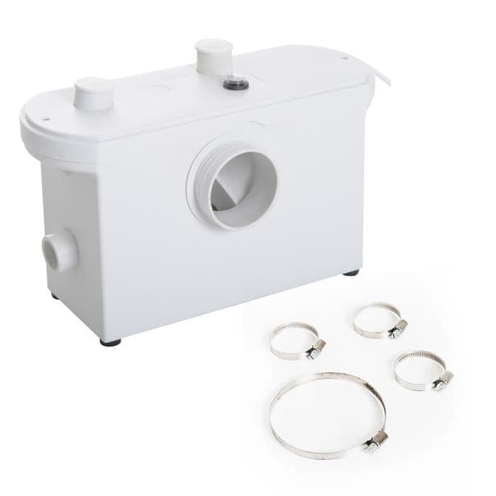 Sanitary kross sanibroyeur WC pump 600 kompakt ljuddämpare W 4 + 4 kläm kragar nio vita tips 05