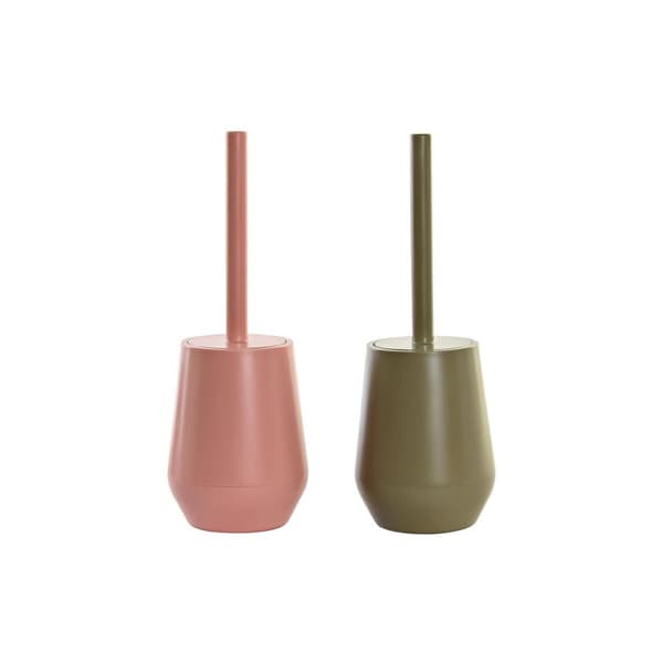 Toalettborste DKD Home Decor Grön Rosa polystyren 12 x 12 x 34,5 cm (2 antal)
