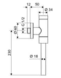 Pikkukuva 2 / 5: Schellomat Basic 1/2" pisuaarin huuhteluventtiili, kromattu, ilman sulkuventtiiliä, sisäinen pisuaariliitin