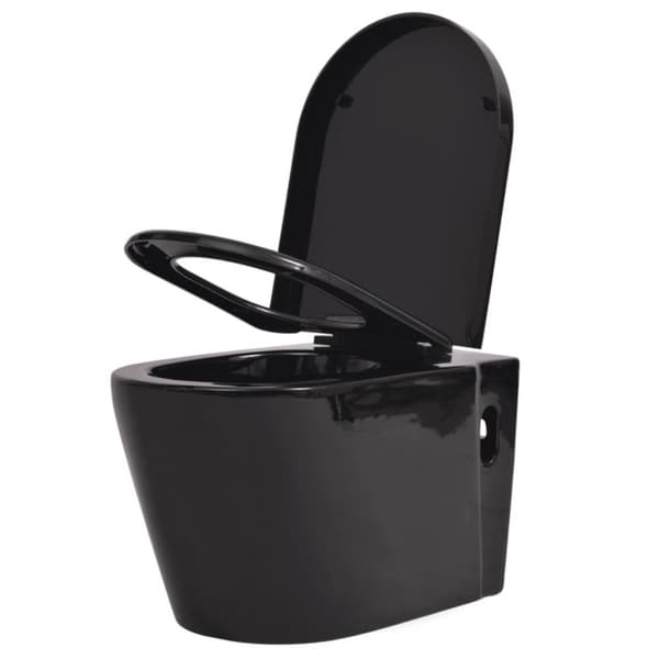vidaXL væghængt toilet keramisk sort