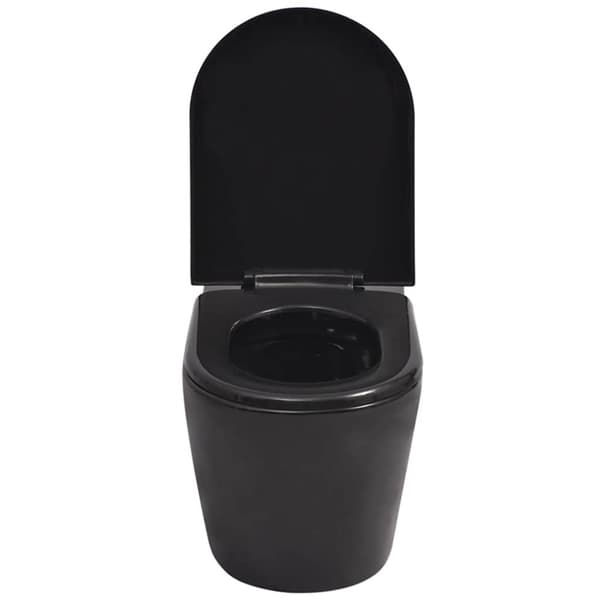 vidaXL væghængt toilet med skjult cisterne keramisk sort