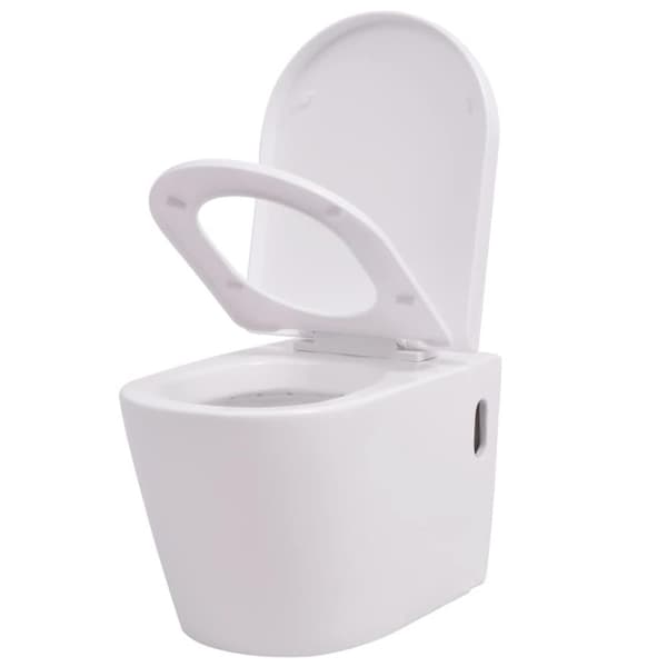 vidaXL væghængt toilet med skjult cisterne keramik hvid