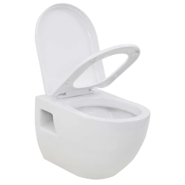 vidaXL væghængt toilet keramik hvid