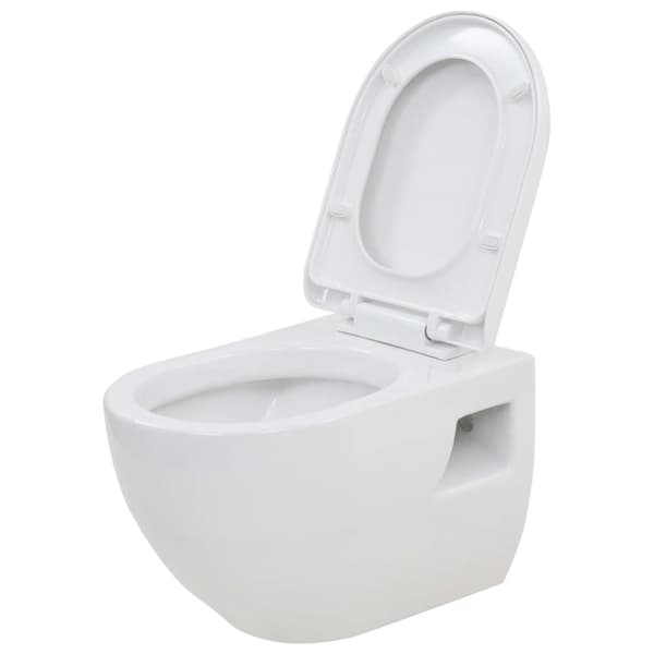 vidaXL væghængt toilet med skjult cisterne keramik hvid