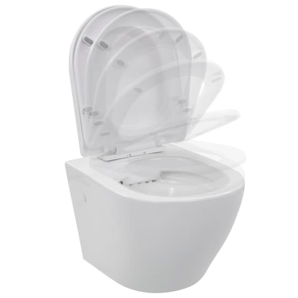 vidaXL væghængt toilet uden kant keramik hvid