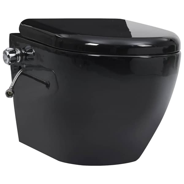 vidaXL væghængt toilet uden kant og med skjult cisterne keramik sort