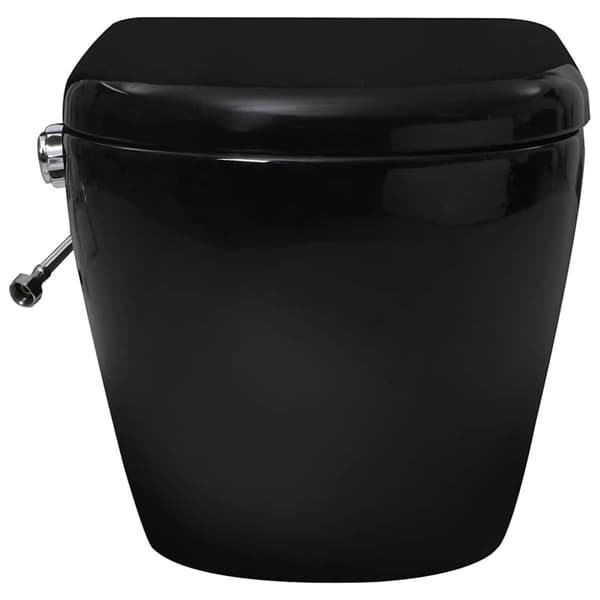 vidaXL væghængt toilet uden kant og med skjult cisterne keramik sort
