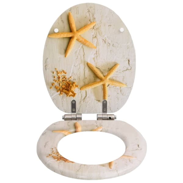 toiletsæder 2 stk. med soft close-låg MDF søstjernedesign