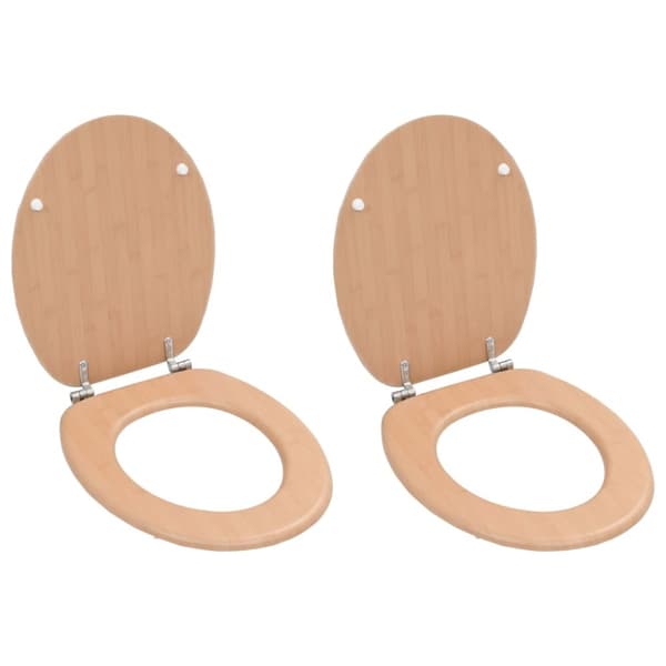 toiletsæder 2 stk. med låg MDF bambusdesign