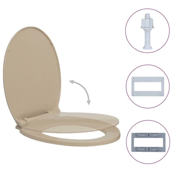 Toalettsits mjuk stängning beige oval