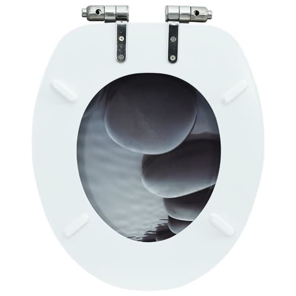vidaXL toiletsæde med soft close-låg MDF stendesign -  Toilet- & bidetsæder