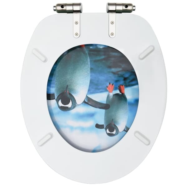 vidaXL toiletsæde med soft close-låg MDF pingvindesign -  Toilet- & bidetsæder