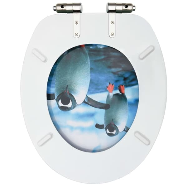 vidaXL toiletsæder med soft close-låg 2 stk. MDF pingvindesign - Toilet- & bidetsæder