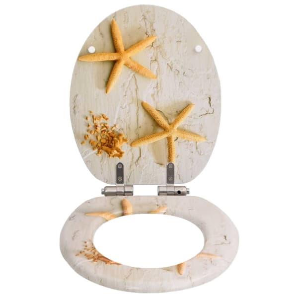 vidaXL toiletsæde med soft close-låg MDF søstjernedesign - Toilet- & bidetsæder