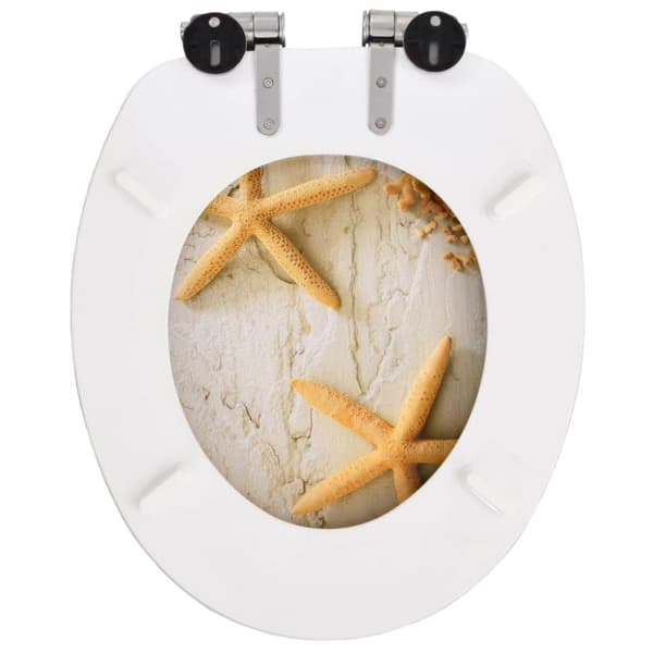vidaXL toiletsæde med soft close-låg MDF søstjernedesign - Toilet- & bidetsæder