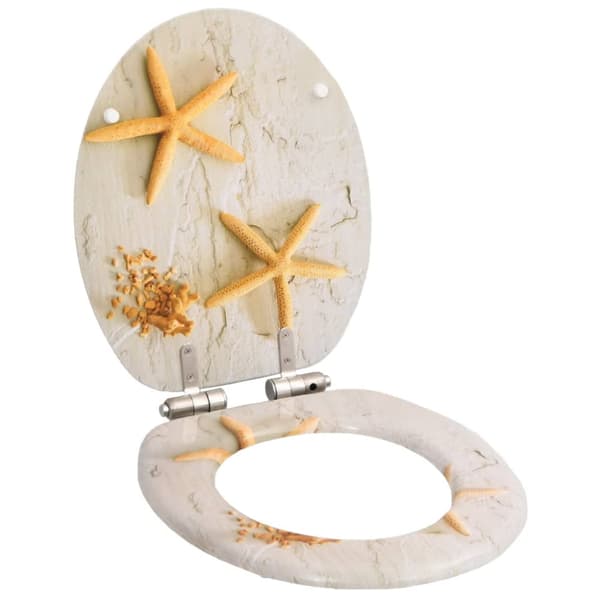 vidaXL toiletsæde med soft close-låg MDF søstjernedesign - Toilet- & bidetsæder