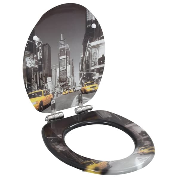 vidaXL toiletsæder 2 stk. med soft close-låg MDF New York-design - Toilet- & bidetsæder