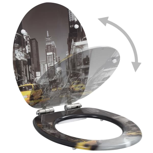 vidaXL toiletsæder 2 stk. med soft close-låg MDF New York-design - Toilet- & bidetsæder