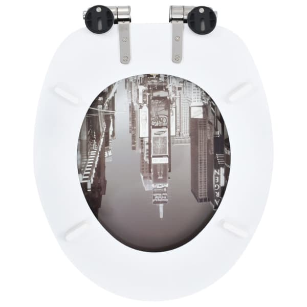 vidaXL toiletsæder 2 stk. med soft close-låg MDF New York-design -  Toilet- & bidetsæder