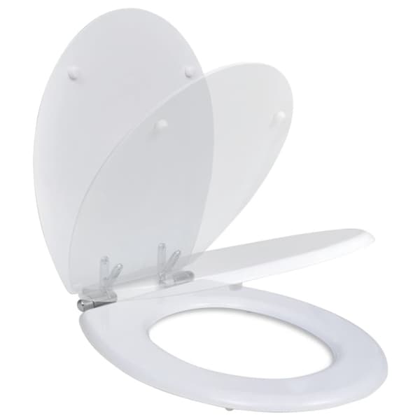 vidaXL toiletsæde MDF soft close-låg enkelt design hvid -  Toilet- & bidetsæder
