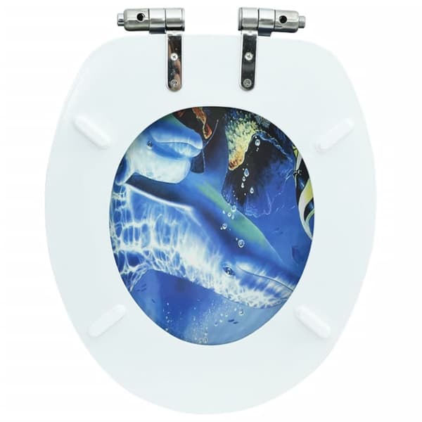 vidaXL toiletsæde med soft close-låg MDF delfindesign -  Toilet- & bidetsæder