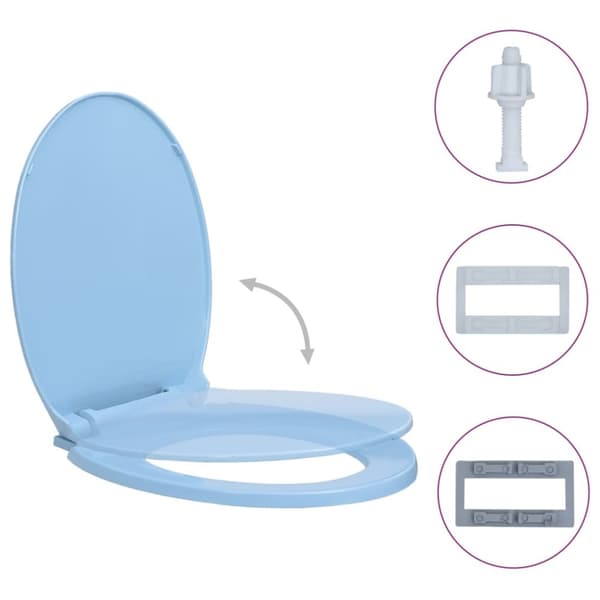 vidaXL soft close toiletsæde oval blå -  Toilet- & bidetsæder