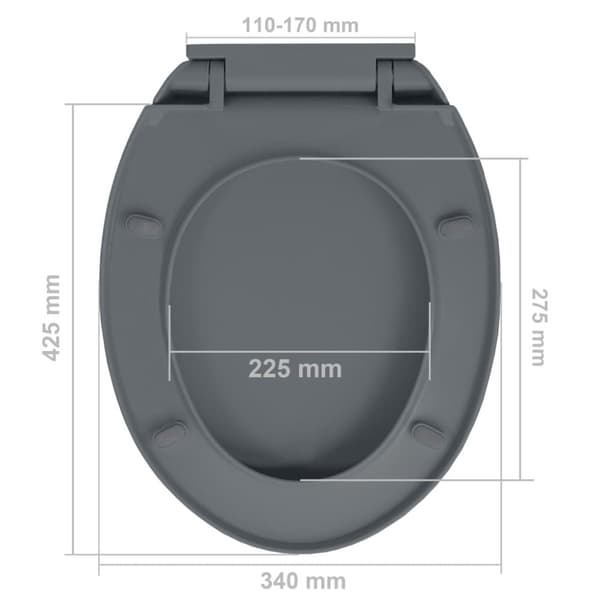vidaXL toiletsæde med soft close og  quick release-funktion oval grå -  Toilet- & bidetsæder