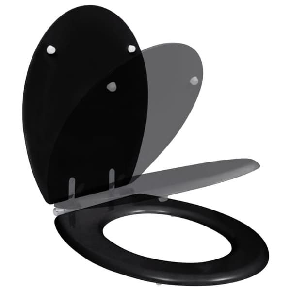 vidaXL toiletsæde MDF soft close-låg enkelt design sort -  Toilet- & bidetsæder