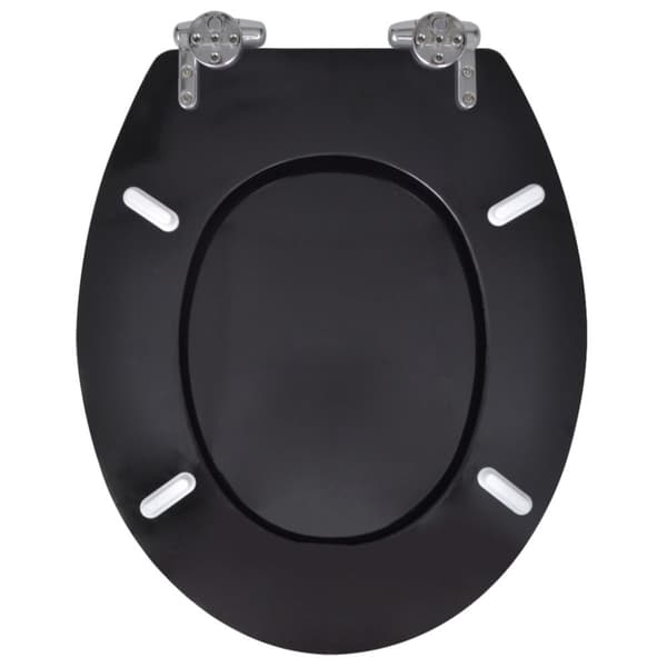 vidaXL toiletsæde MDF soft close-låg enkelt design sort -  Toilet- & bidetsæder