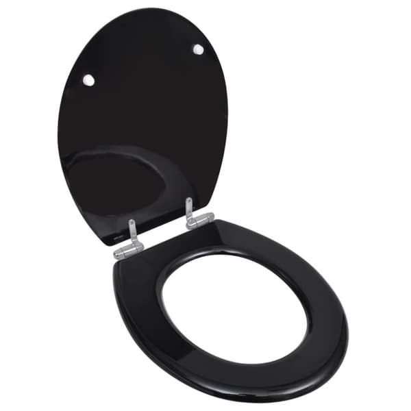 vidaXL toiletsæde MDF soft close-låg enkelt design sort -  Toilet- & bidetsæder