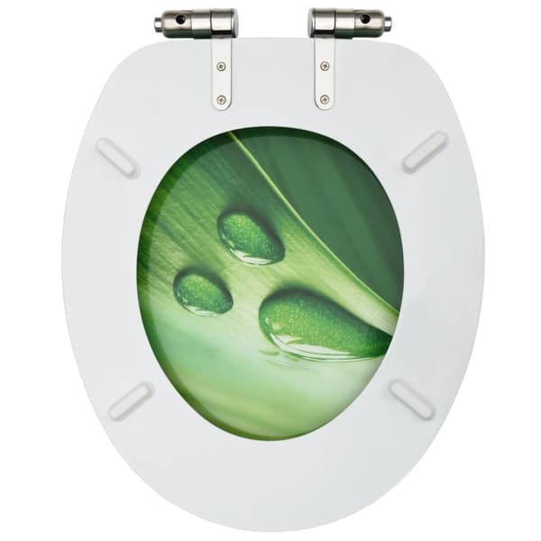 vidaXL toiletsæder med soft close-låg 2 stk. MDF vanddråbedesign grøn - Toilet- & bidetsæder