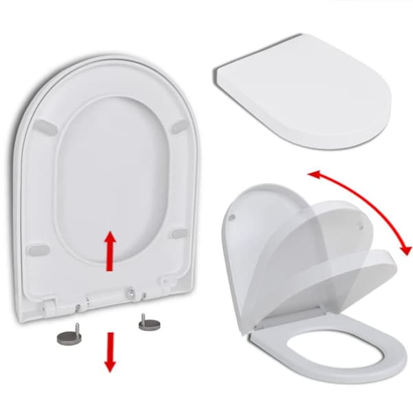 The Living Store soft close toiletsæde quick-release design firkantet hvid -  Toilet- & bidetsæder