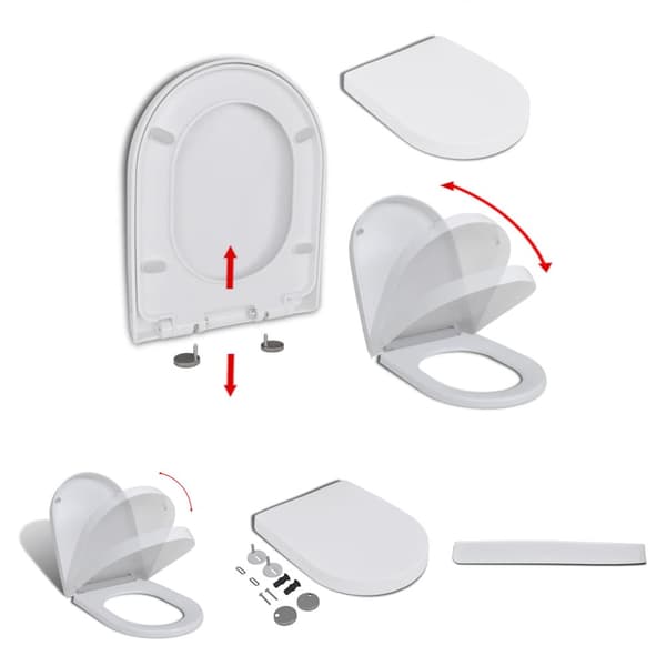 The Living Store soft close toiletsæde quick-release design firkantet hvid -  Toilet- & bidetsæder