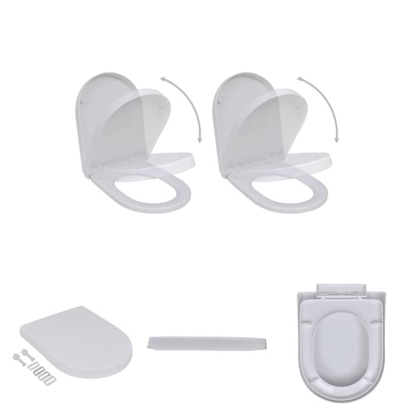 The Living Store toiletsæder med soft close-låg 2 stk. plastik hvid -  Toilet- & bidetsæder