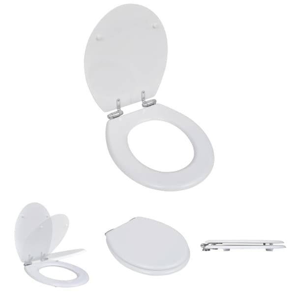 The Living Store toiletsæde MDF soft close-låg enkelt design hvid -  Toilet- & bidetsæder