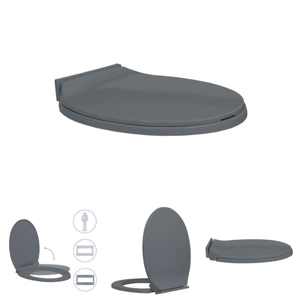 The Living Store toiletsæde med soft close oval grå -  Toilet- & bidetsæder