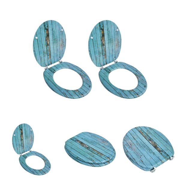 The Living Store Toalettsitsar med lock 2 st MDF vintage trä -  Toalett- & bidésitsar