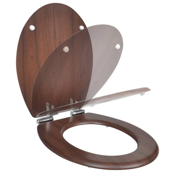 The Living Store toiletsæde MDF soft close-låg enkelt design brun -  Toilet- & bidetsæder